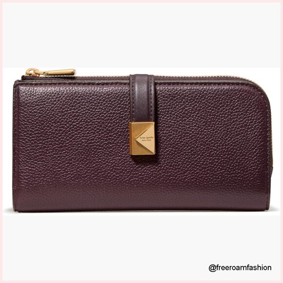 Pebbled Leather Slim Wallet with Zip Pocket and Snap Closure